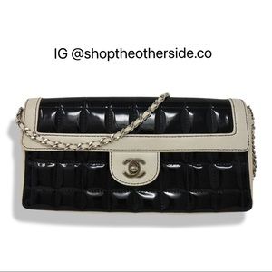Chanel Patent East West Chocolate Bar Flap Black
